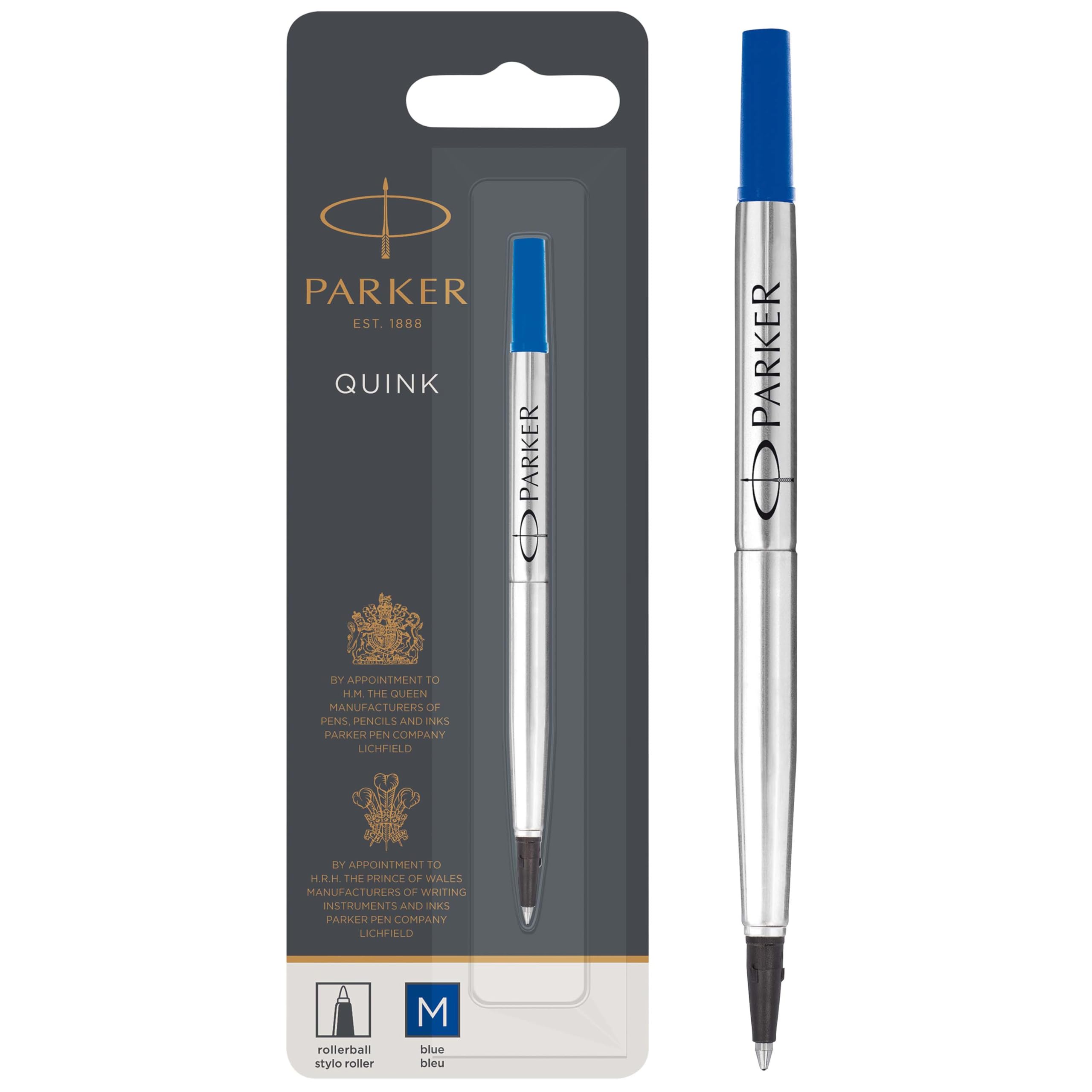 PARKER QUINK Rollerball Pen Ink Refill, Medium, Blue