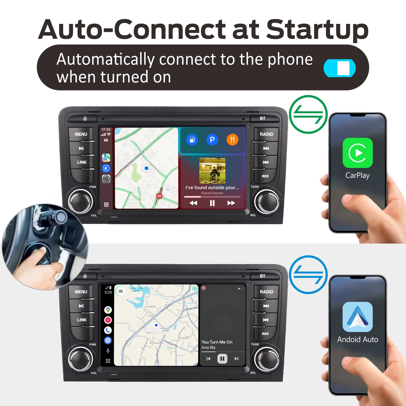 Fast Boot Linux Radio samochodowe kompatybilne z Audi A3 S3 RS3 8P 2003-2012 Bluetooth/Wireless CarPlay/Android Auto/FM/AM/RDS/USB