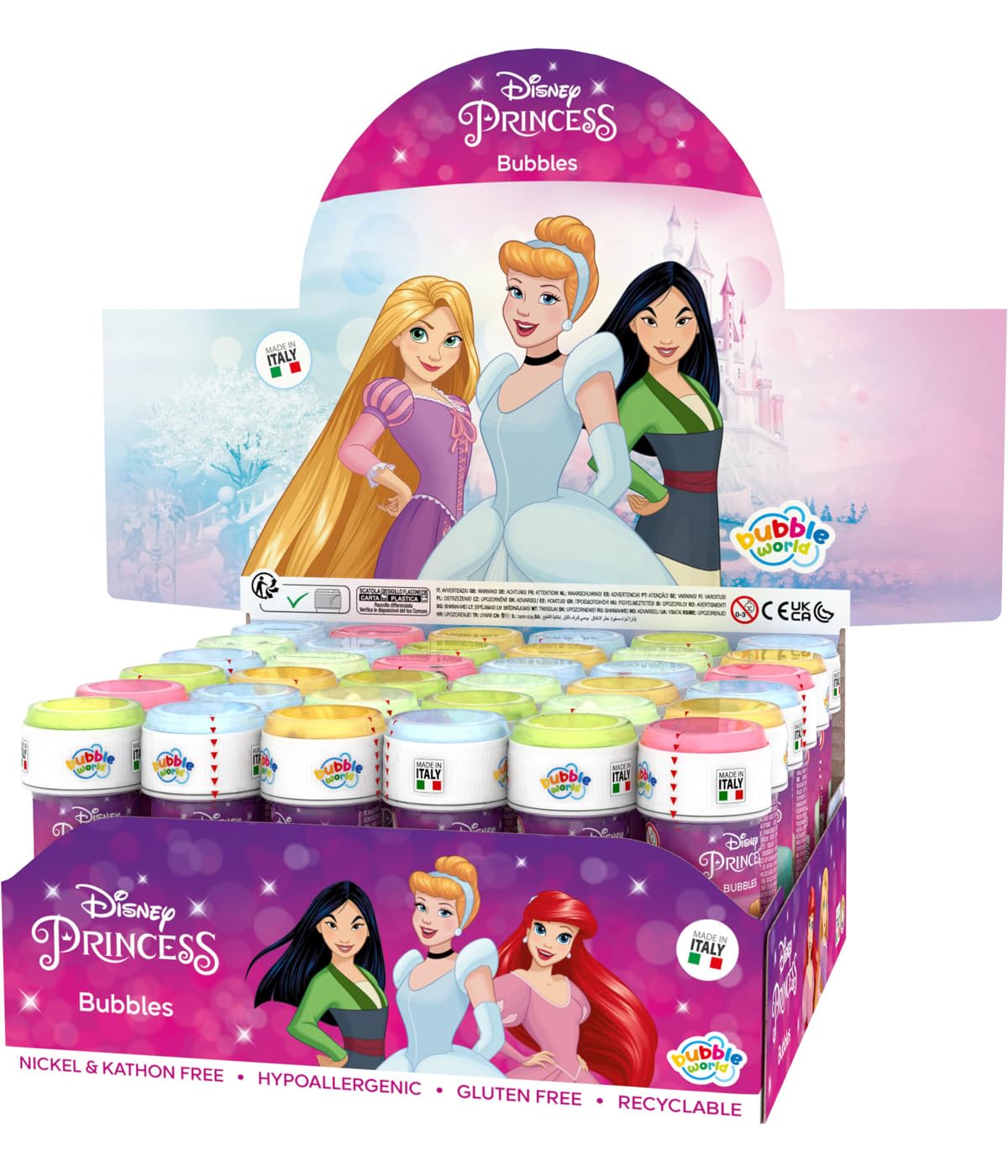 Princess Seifenblasen 60 ml - 36 Stück im Display 23,5x23,5x12 cm, Mahrfarbig