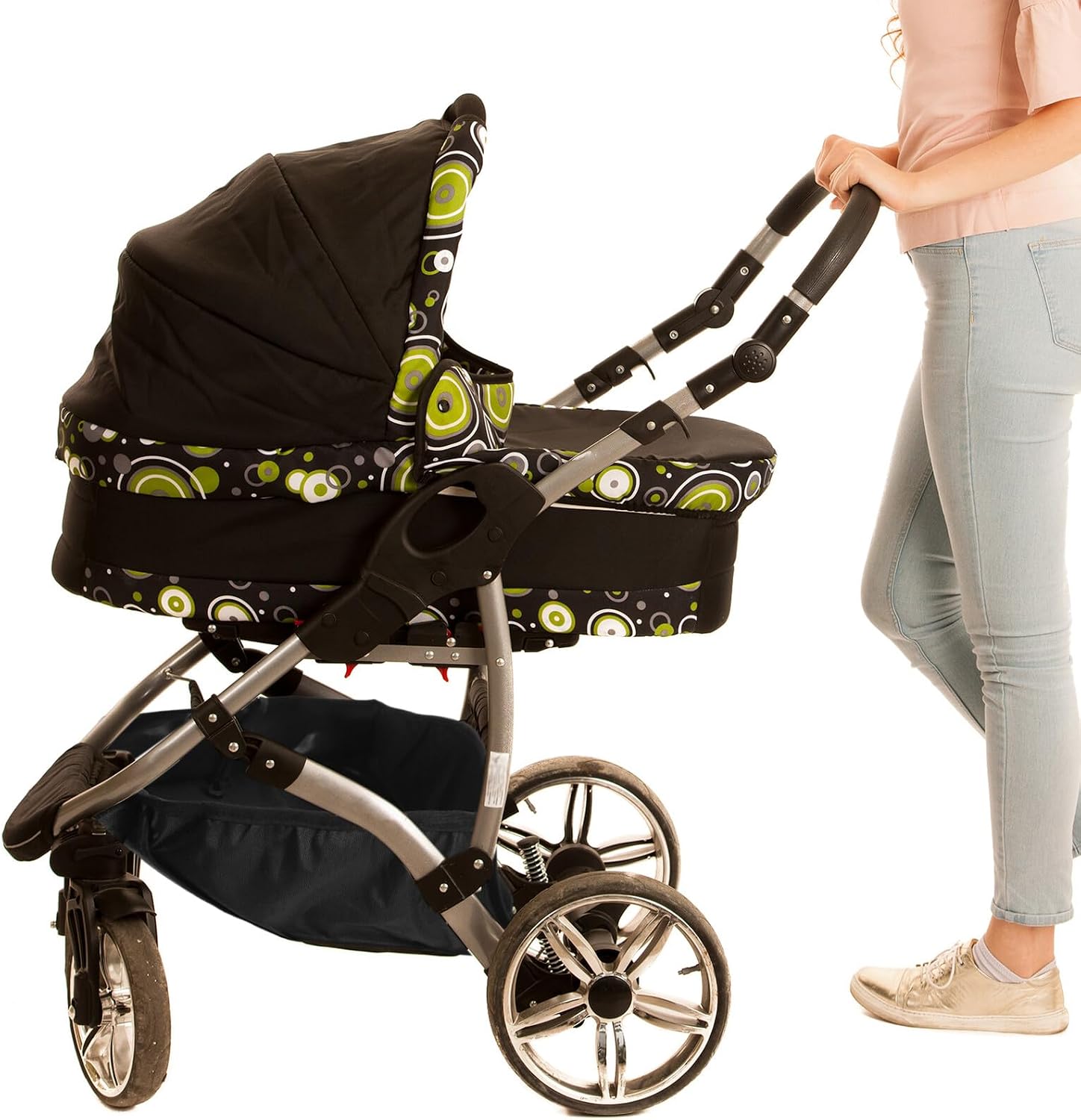 Stroller Bottom Storage Bag with Mesh Net Organizer for Essentials, Large Capacity under Stroller Basket Compatible with Pushchairs, Portable Pram Storage for Travel and Outdoor