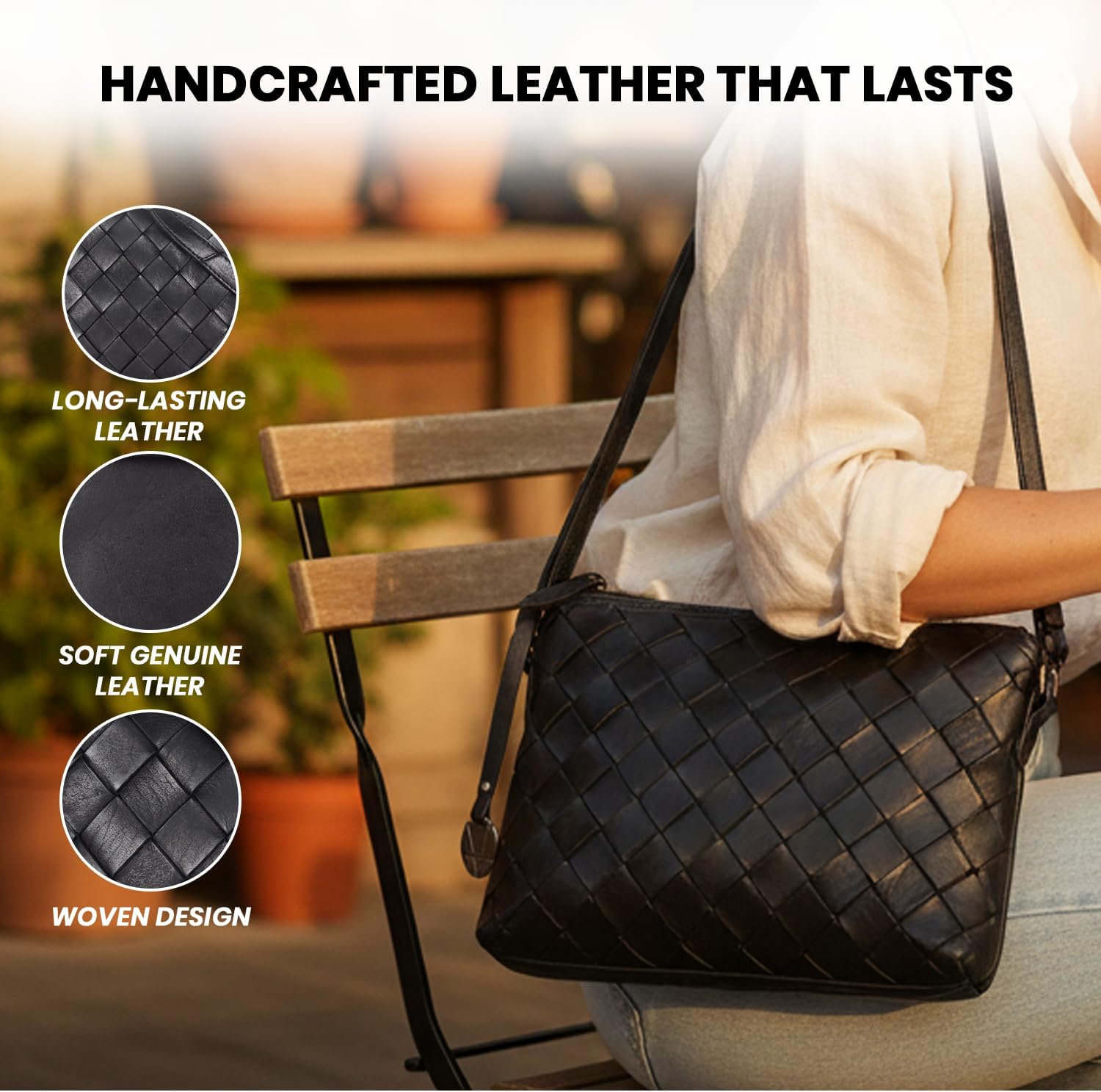 Genuine Leather Crossbody Sling Bag for Women - Trendy Casual Office Bag with Adjustable Strap - Image 3