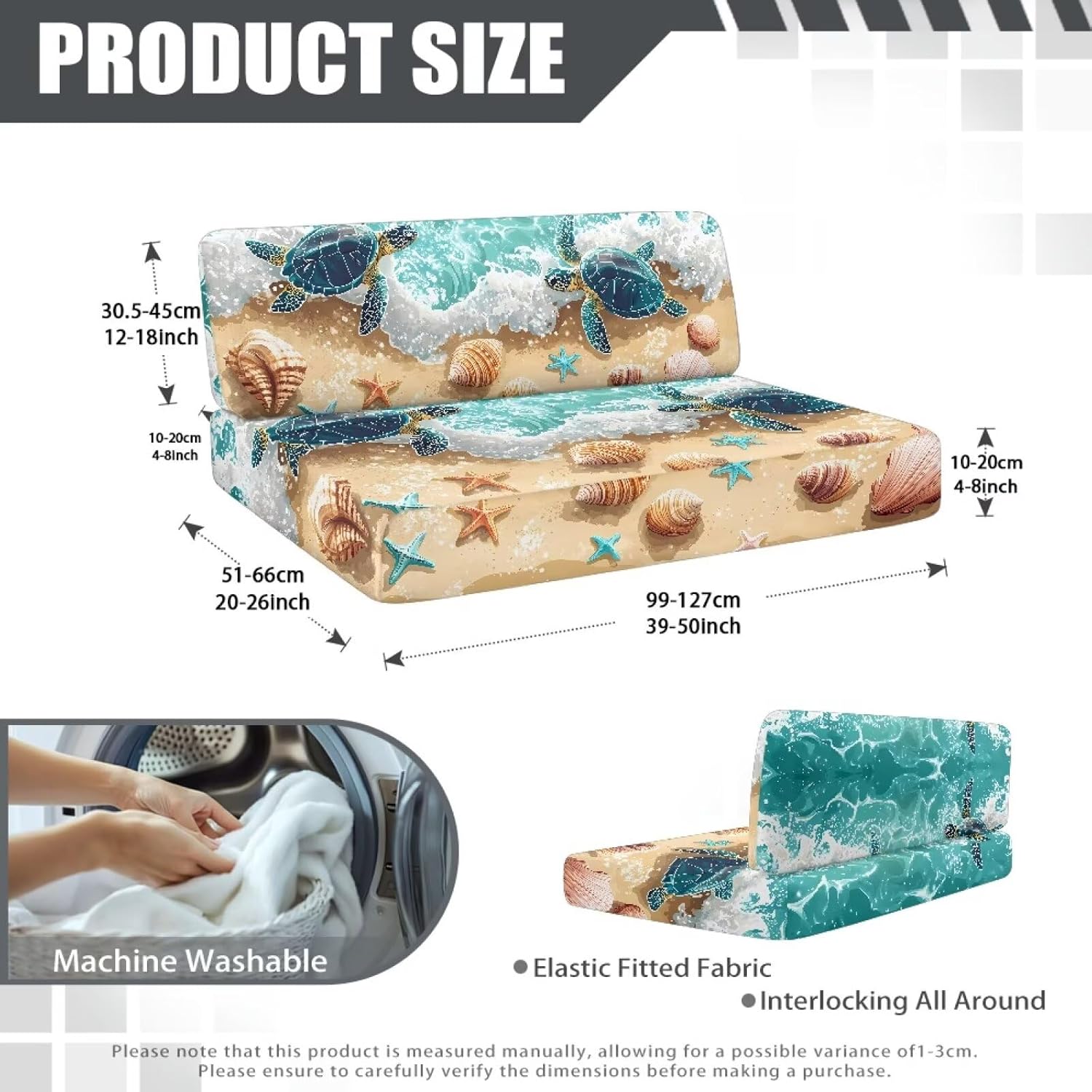 Beach Theme Sea Turtle RV Dinette Cushion Covers Camper Seat Cushion Slipcovers Summer RV Couch Cover Booth Seat Cover Loveseat Couch Cover Anti-Slip Camper Car Bench Coverseat