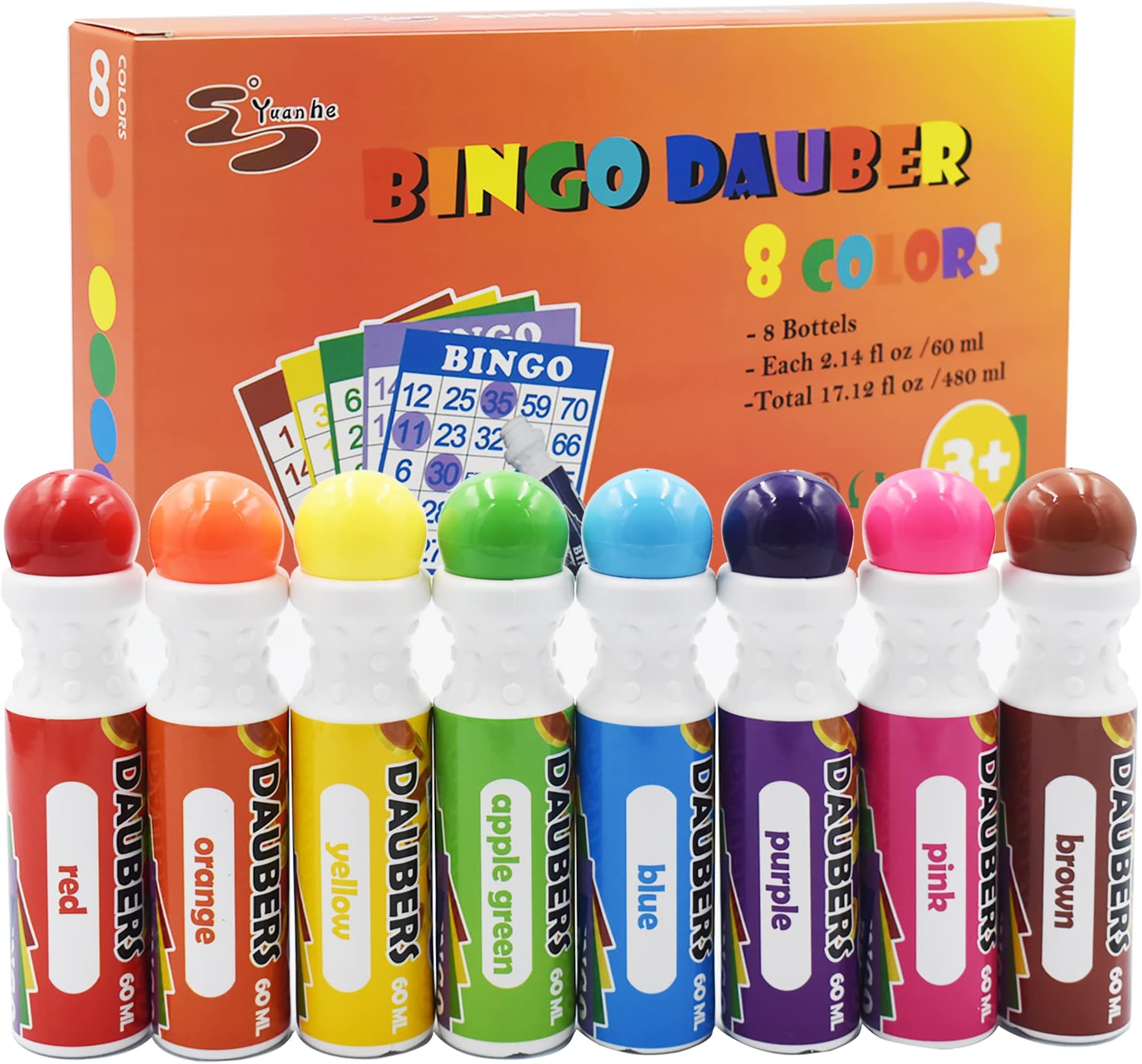 Bingo Daubers Dot Markers - Mixed Colors Set of 8 Pack