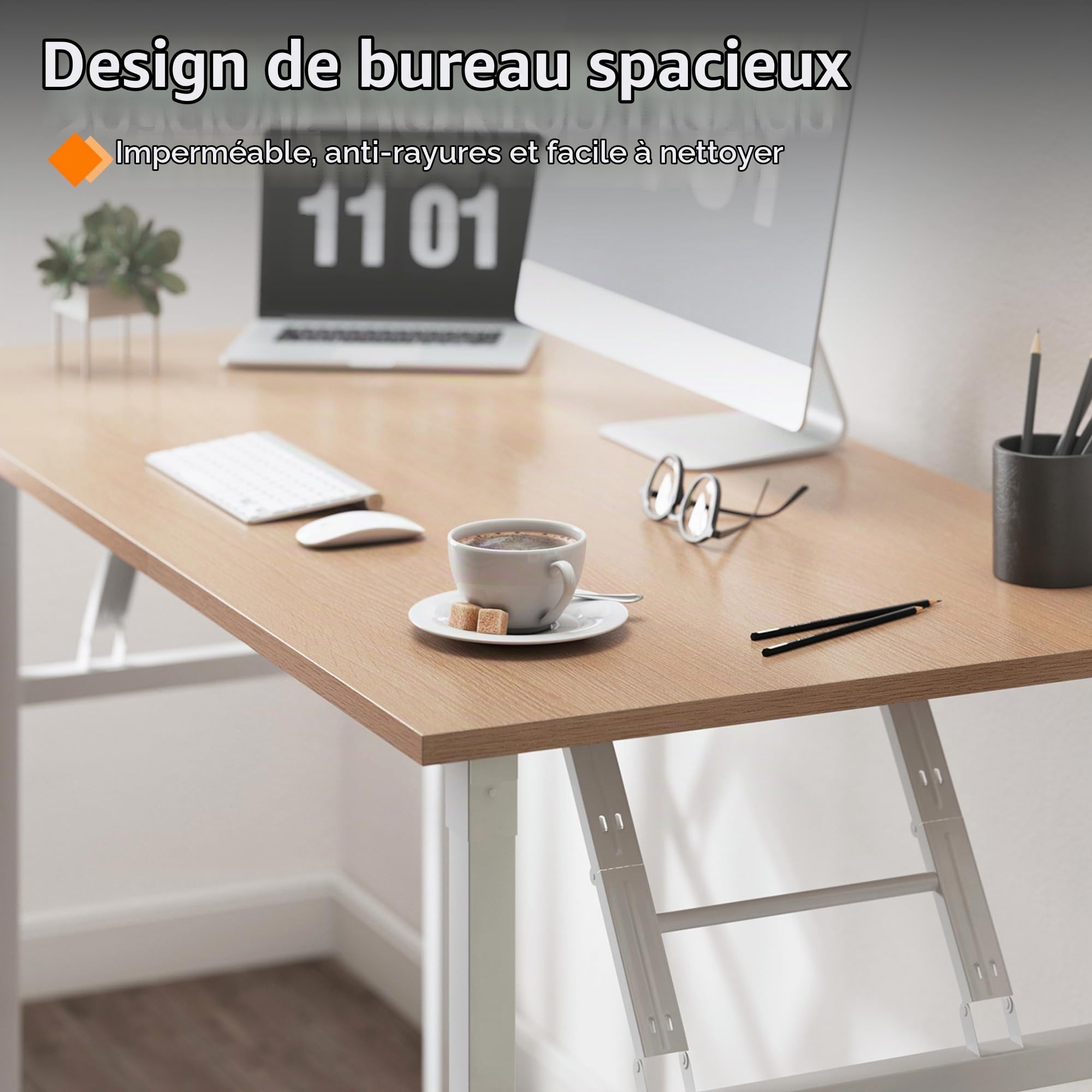 SDHYL Table pliante pour ordinateur, bureau, table de bureau à domicile, bureau pliable pour bureau à domicile, petits espaces, érable / blanc, 100 x 60 cm