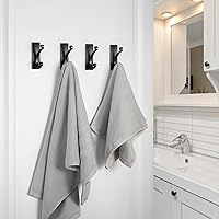 Vista 7 de Gancho adhesivo de pared para toalla/abrigo, extra pegajoso de 10 libras, acero inoxidable, gancho para pegar para baño o ducha, negro mate, paquete