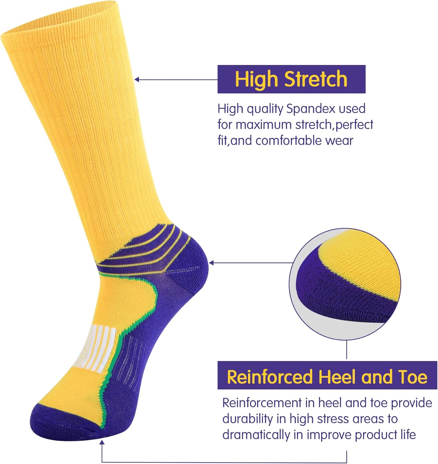 JOYNÉE Mens Athletic Performance Crew Socks for Running and Training 6 Pack - Image 3