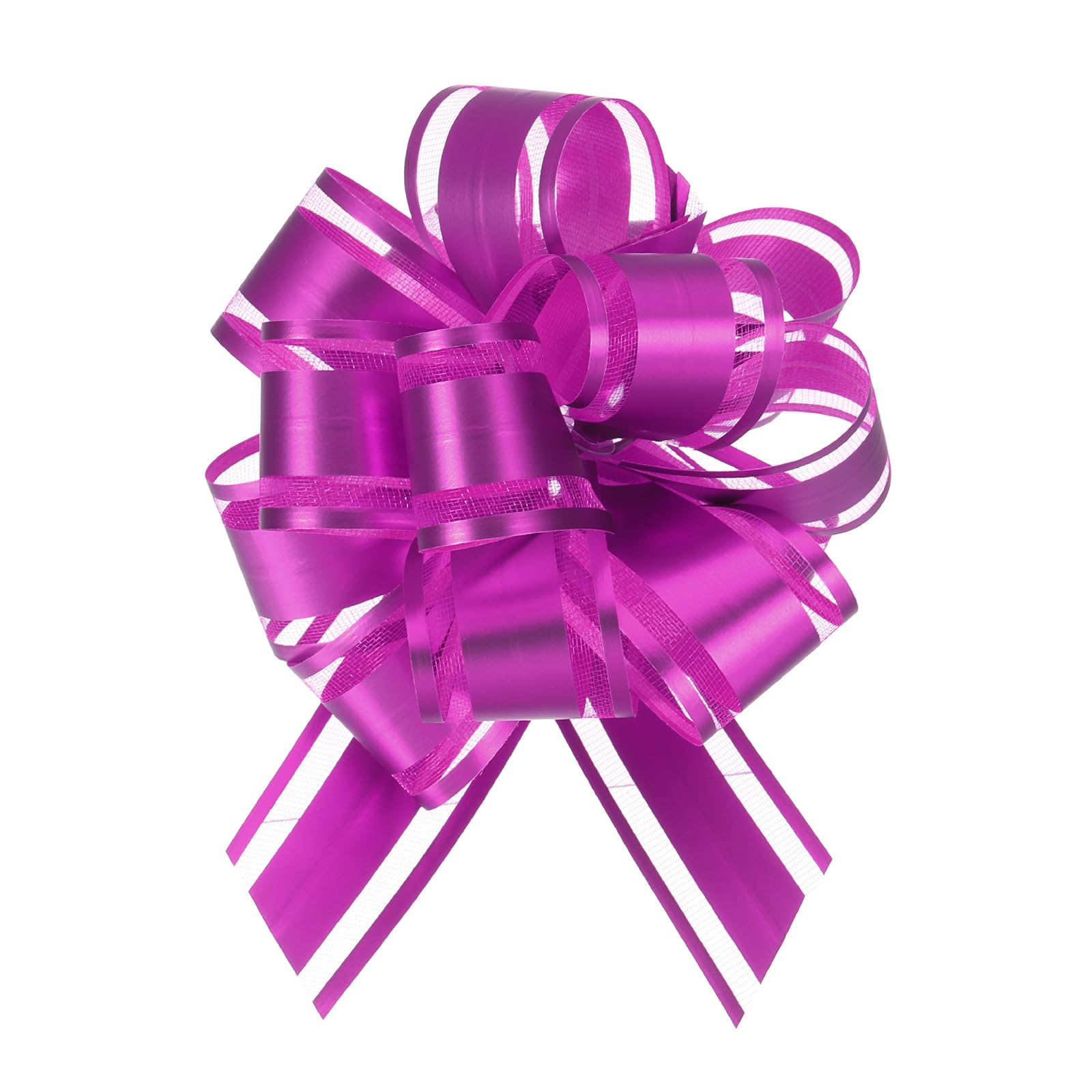 Lazos grandes de organza metálica fucsia para envolver regalos y decoración navideña