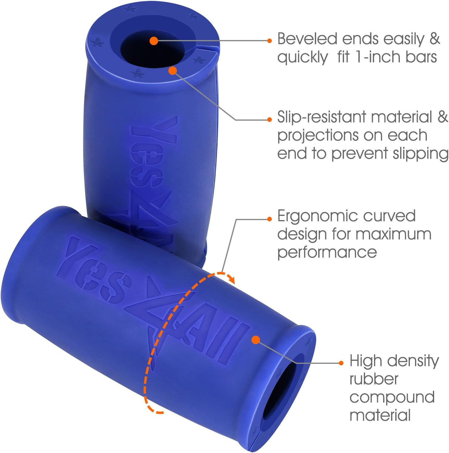 Yes4All Thick Bar Grips / Thick Grips for Barbell, Weight Lifting, Body Building Training – Thick Bar Adapter / Barbell Grips (Blue, Set of 2) : Sports & Outdoors