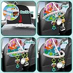 OKOOKO Jouet de siège de voiture arrière Face à la voiture Jouet bébé Voyage Jouet double-câblé avec bébé Miroir en peluche Jouets de fermeture Teether épaississant Pad jouet sensoriel réglable pour nouveau-né