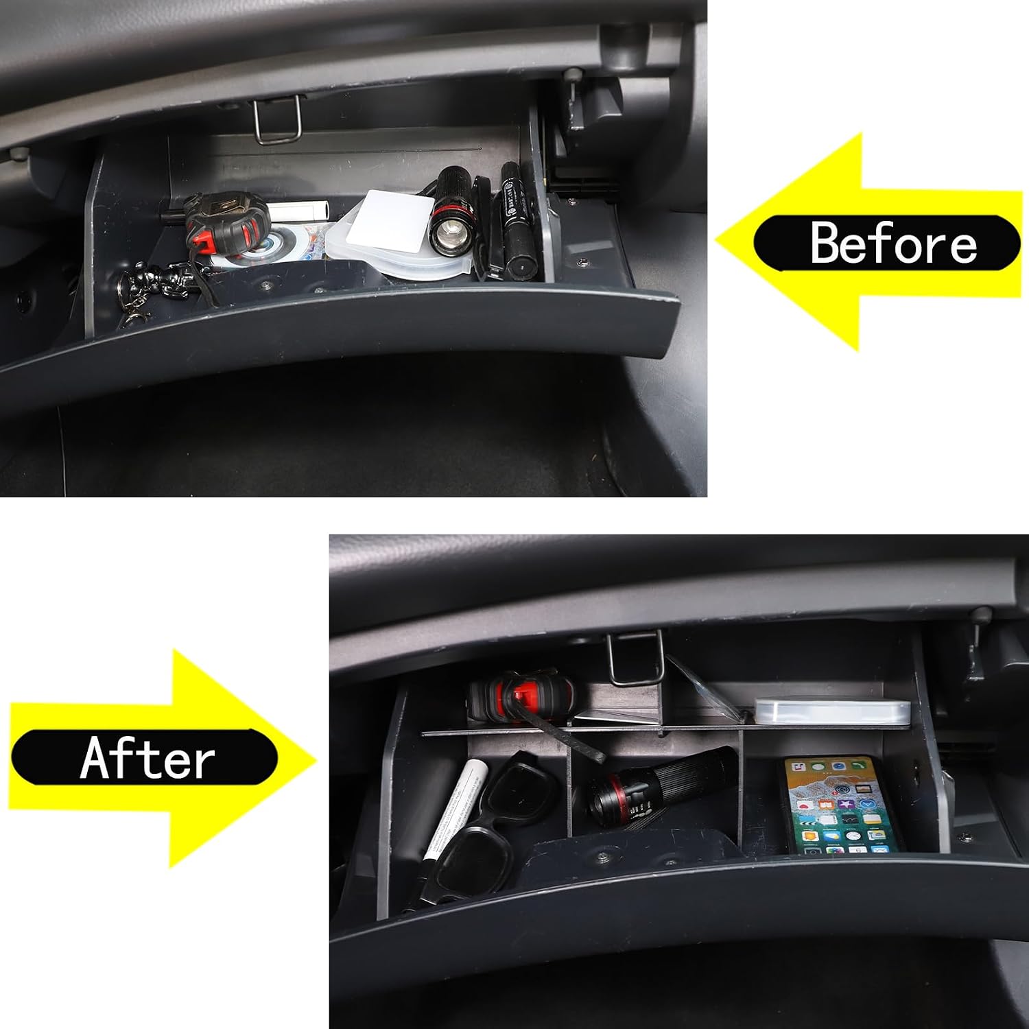 Sekhyna Glove Box Divider Organizer 4PCS Compatible with Mitsubishi Eclipse 2006-2011 Co-Pilot Center Console Insert Box ABS Secondary Tray Interior Accessories