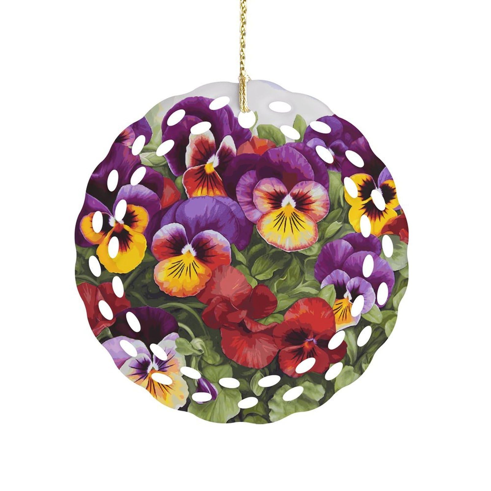 Pansy Perfection Christmas Ornament Holiday Hanging Decoration Xmas Tree Keepsake Personalized Xmas Tree Ornament Round Ceramic Ornaments for Keepsake Gifts Ideas Home Decor
