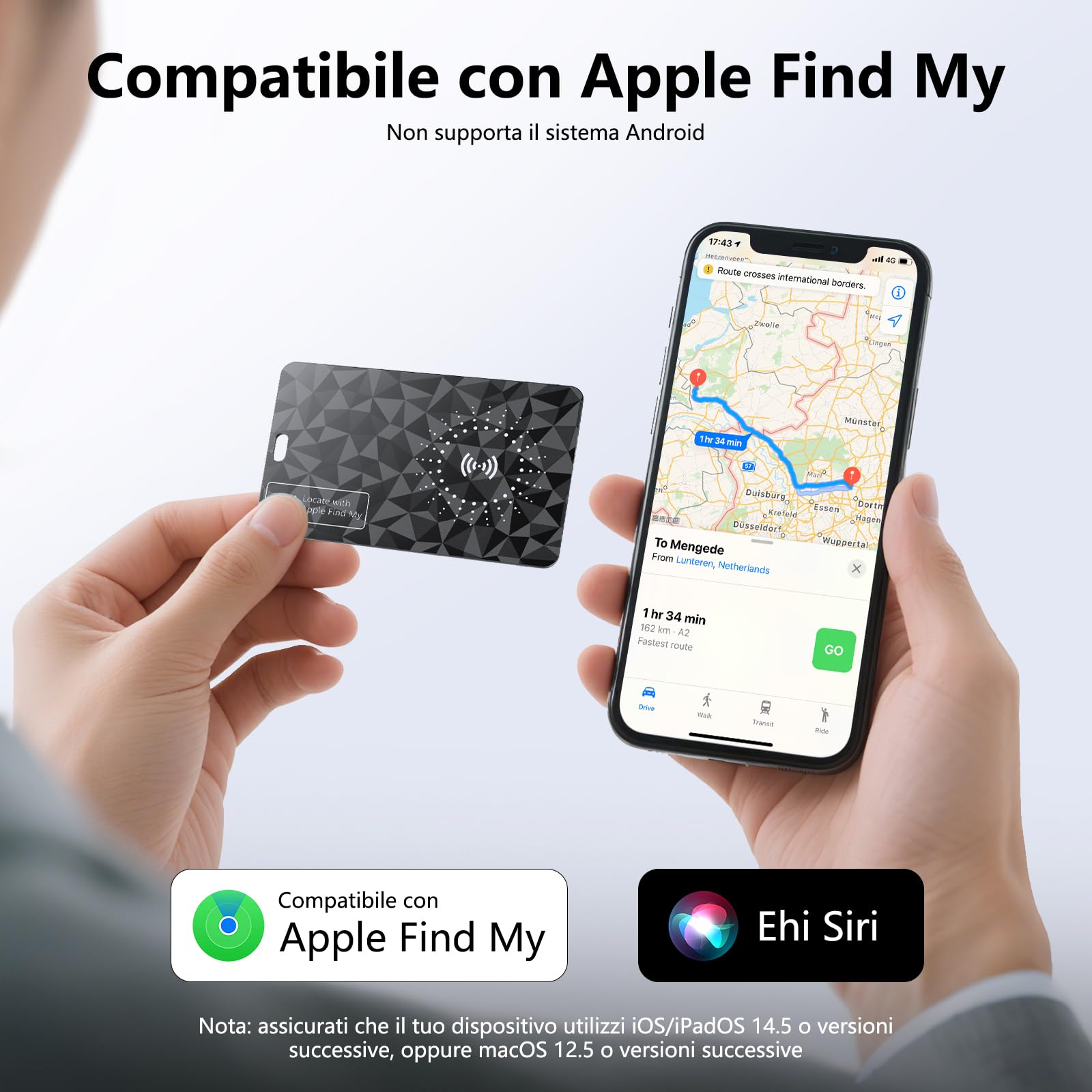 Smart Finder Tag Carta Tracker Ultra Sottile Portafoglio Impermeabile IP67 iOS Find Hub Localizzazione