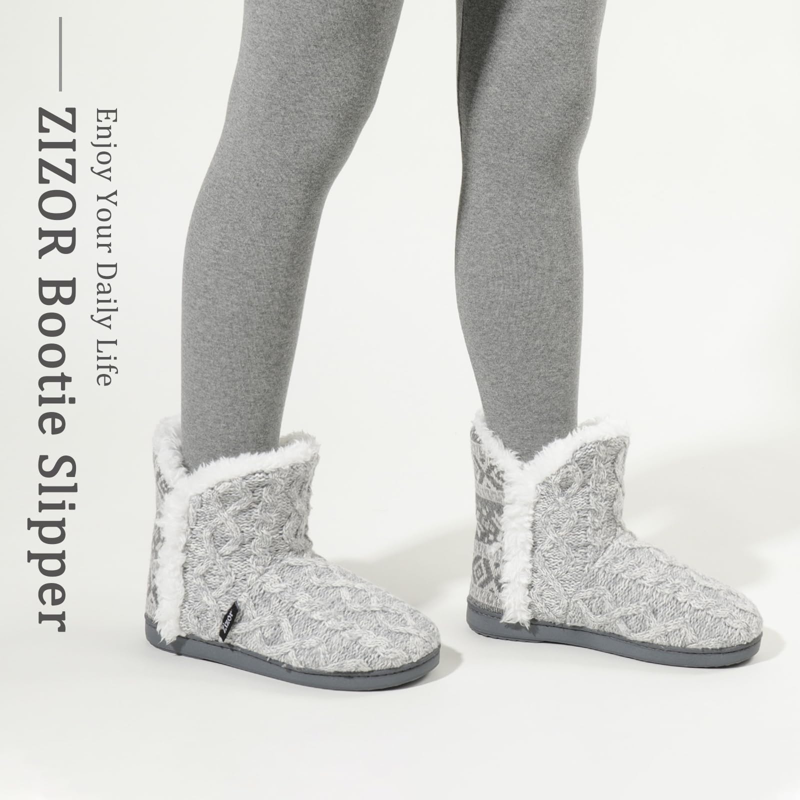 Zizor Jenna, pantofole da donna in maglia, con memory foam, foderate in pelliccia, per interni ed esterni