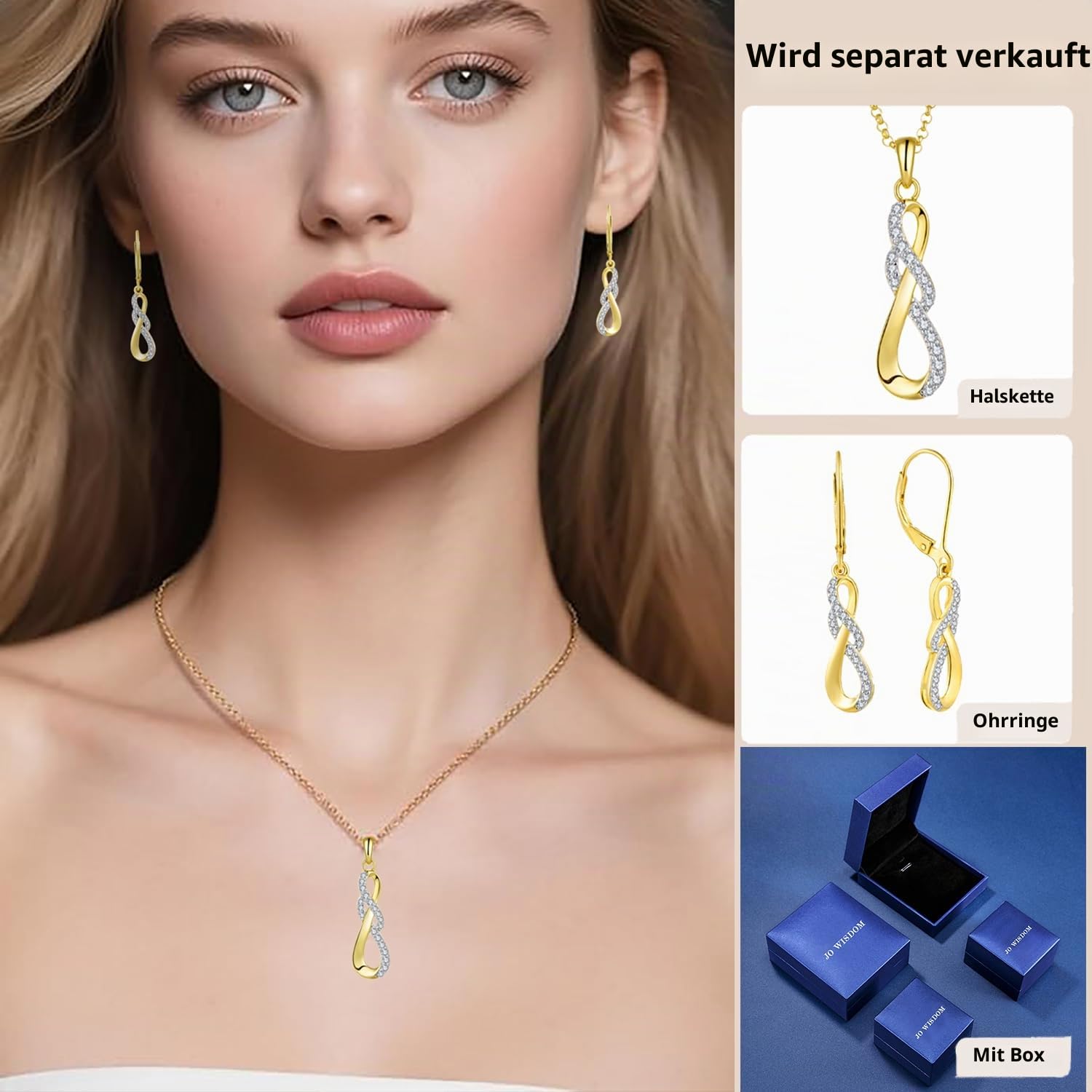JO WISDOM Damen Ohrhänger Unendlichkeit Infinity silber 925,Ohrringe Hängende mit 3A Zirkonia Schmuck für Frauen Mädchen Mutter,Schmuck für Frauen