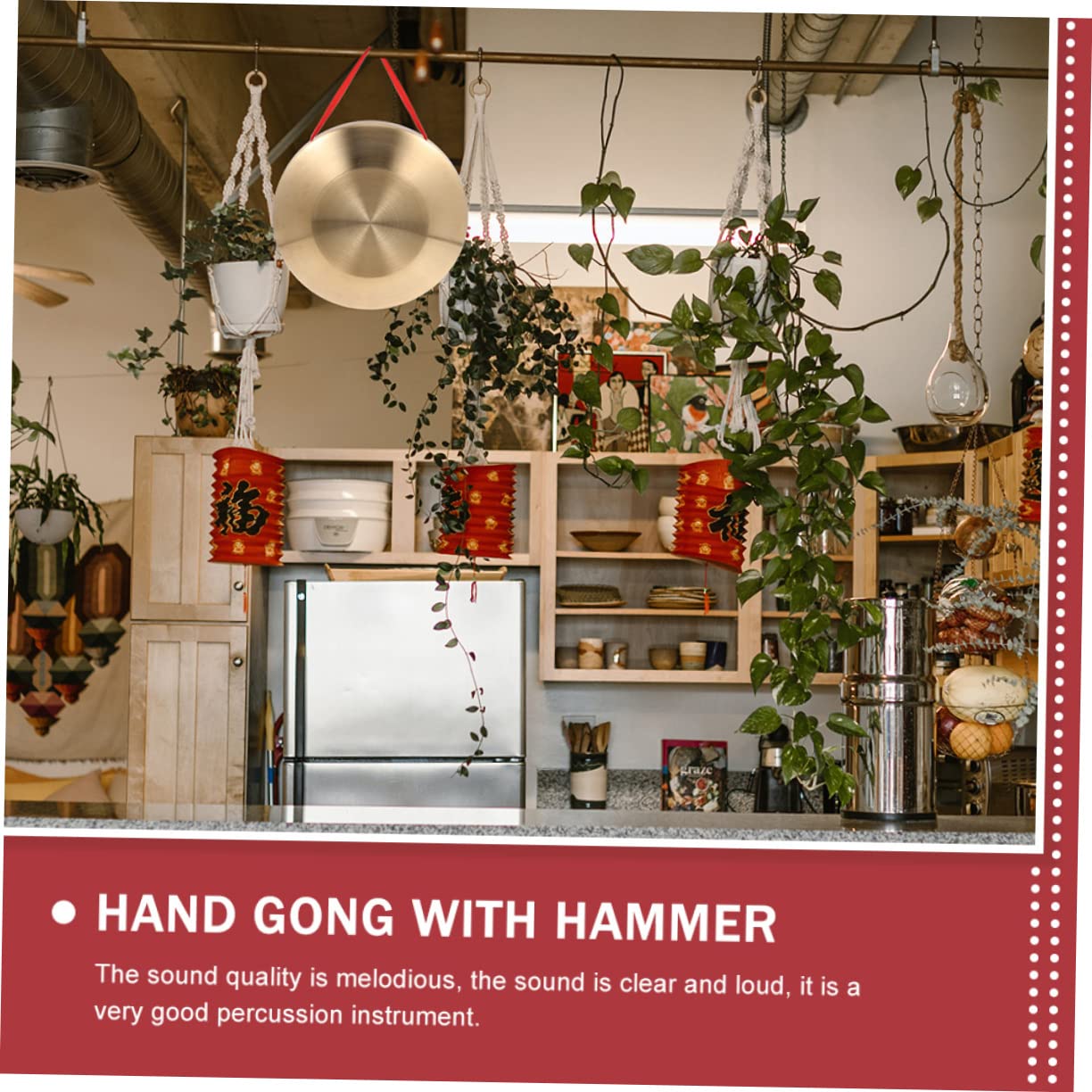 EPIGEIST Traditional Chinese Gong Handheld Percussion Instrument Gong with Mallet for Celebrations Parties and Music Education Crisp Sound Quality