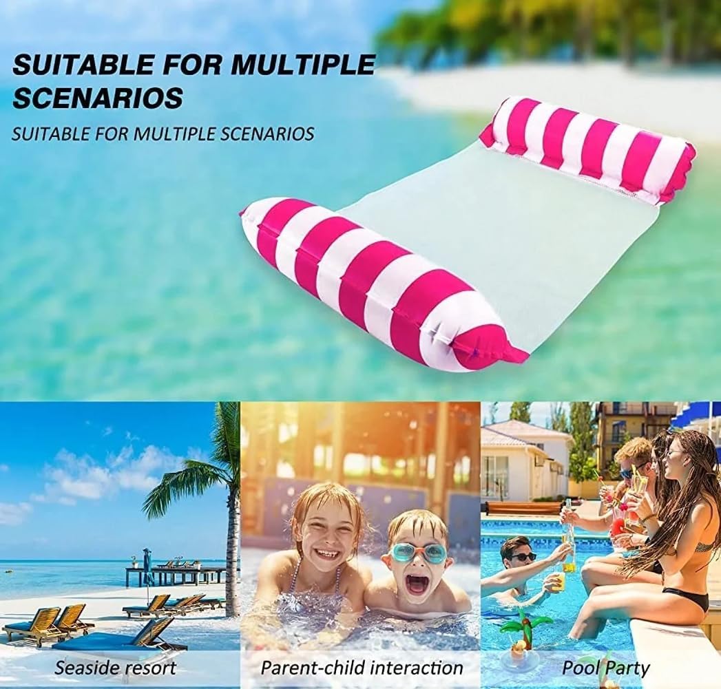 Inflatable Pool Floats Swimming Pool Water Hammock, Pool Rafts Lounge Chairs Floating, 4-in-1 Multi-Purpose Pool Floaties Toys for Adults Vacation Fun and Rest
