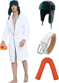 Men Christmas White Costume Set Cosplay Props Robe Hat Belt Hose Winter Holidays For Party Vacation