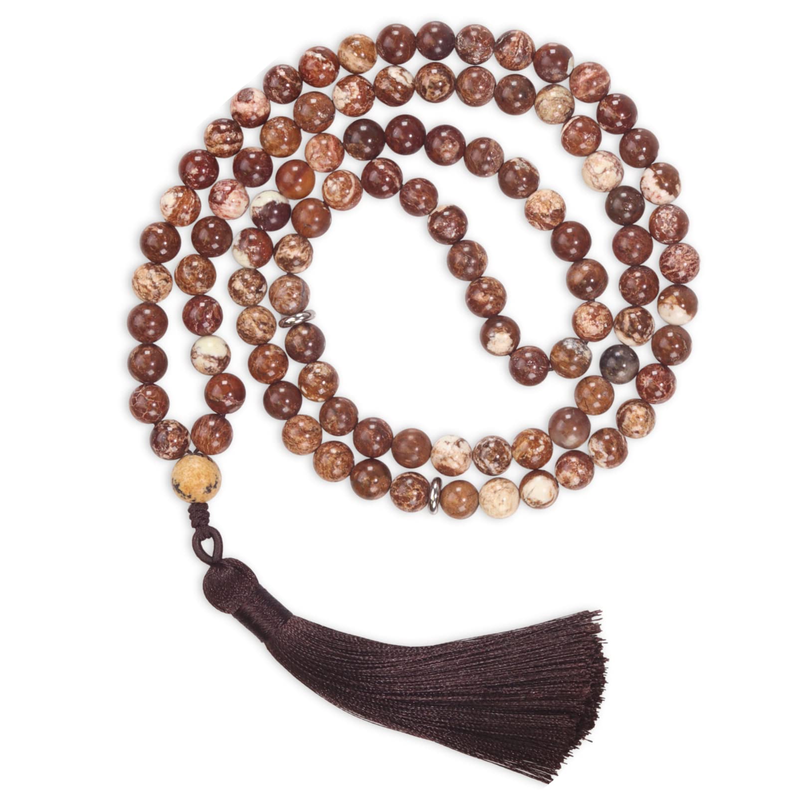 AzanClk Tasbih Premium Muslim Prayer Beads Made with Natural Stone Beads for Daily Misbaha and Meditation (8mm (99 Beads), Jasper, Dark Brown)AzanClk Tasbih Premium Muslim Prayer Beads Mad…