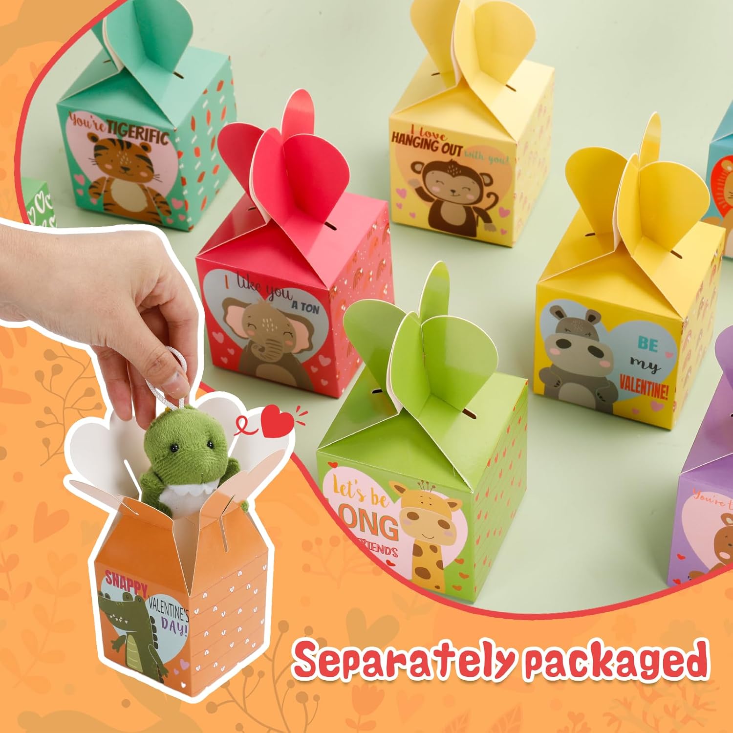 30 Pack Animal Plush Keychains Bulks – Valentines Day Gifts for Kids, Small Stuffed Animals Toys with Gift Boxes, School Classroom Party Favors for Students & Christmas Goodie Bag Fillers - Image 2