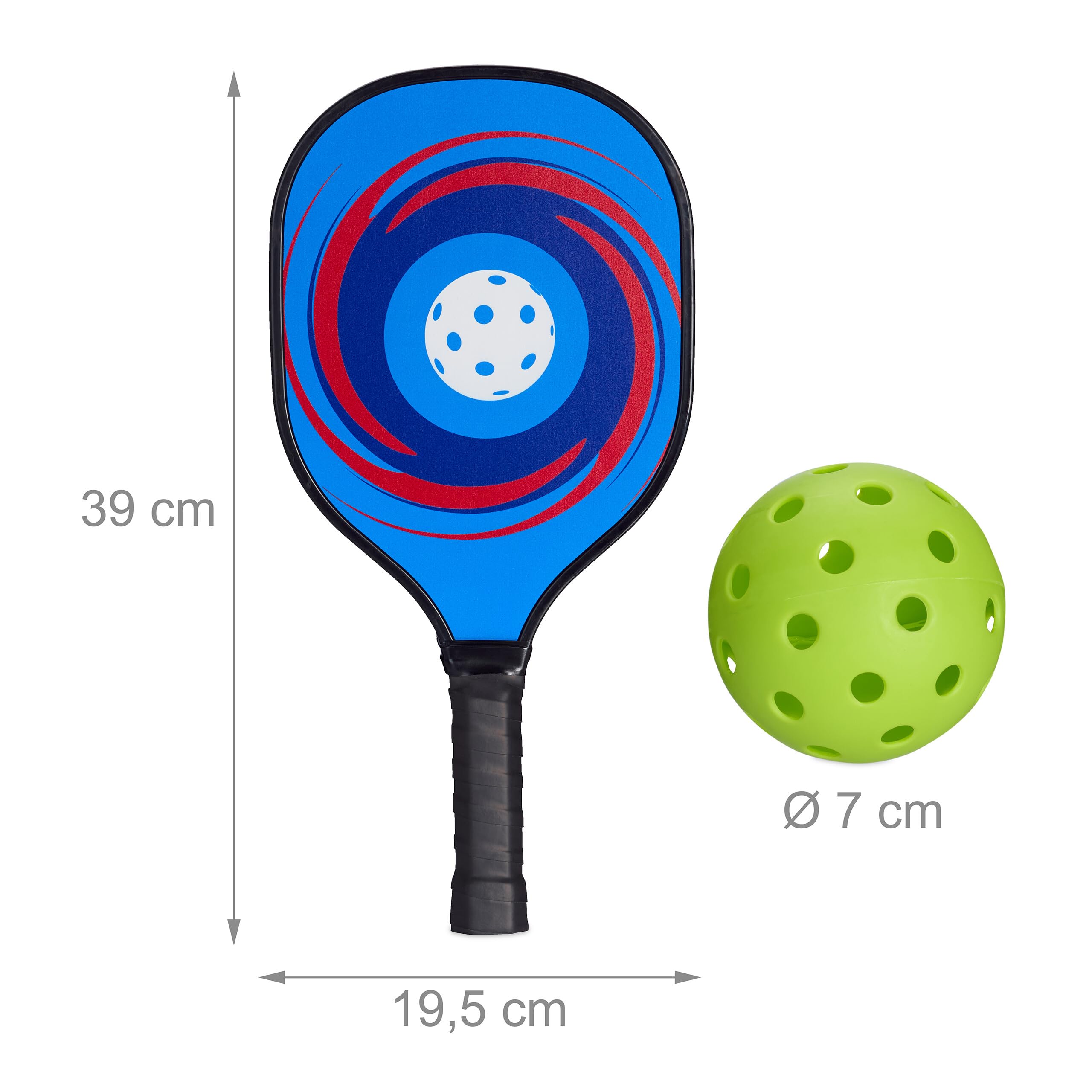 Relaxdays Kit de Pickleball, 4 Palas y 8 Pelotas, Juego de Raquetas Adultos, con Bolsa de Transporte, Madera, Multicolor
