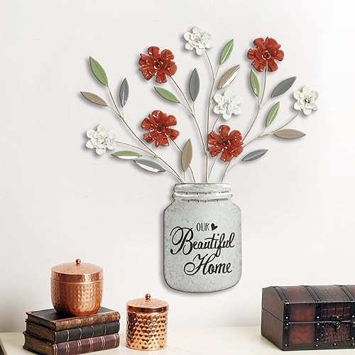 Miniatura 3 de Hosley Juego de 2 arte de pared dimensional de metal, rojo y azul, 2 colores surtidos de 24 pulgadas de alto. Regalo ideal para bodas, ocasiones