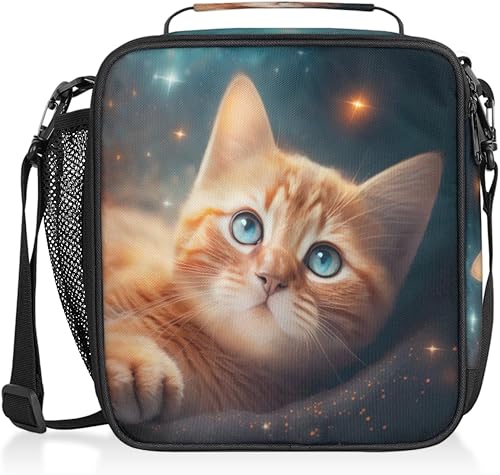 Miniatura 28 de Lonchera con diseño de unicornio y galaxia arcoíris para niños y niñas, bolsa de almuerzo aislada con correa ajustable para el hombro, reutilizable,