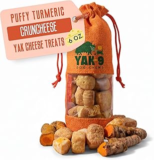 Yak9 CrunCheese Crunchy Yak Cheese Dog Treats | High Protein, Low Fat, Puffy, Crunchy Snacks | Non, GMO, Natural Healthy Dog Treats | for All Breeds & Sizes | 6 Oz, Turmeric