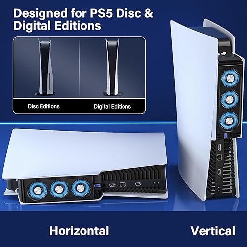 Miniatura 5 de Cooling Fan for PS5, Quiet Cooler Fan with LED Lights, PS5 Cooling Fan with USB3.0 Hubs, Upgraded Efficient Cooling System for PS5 Accessories, for