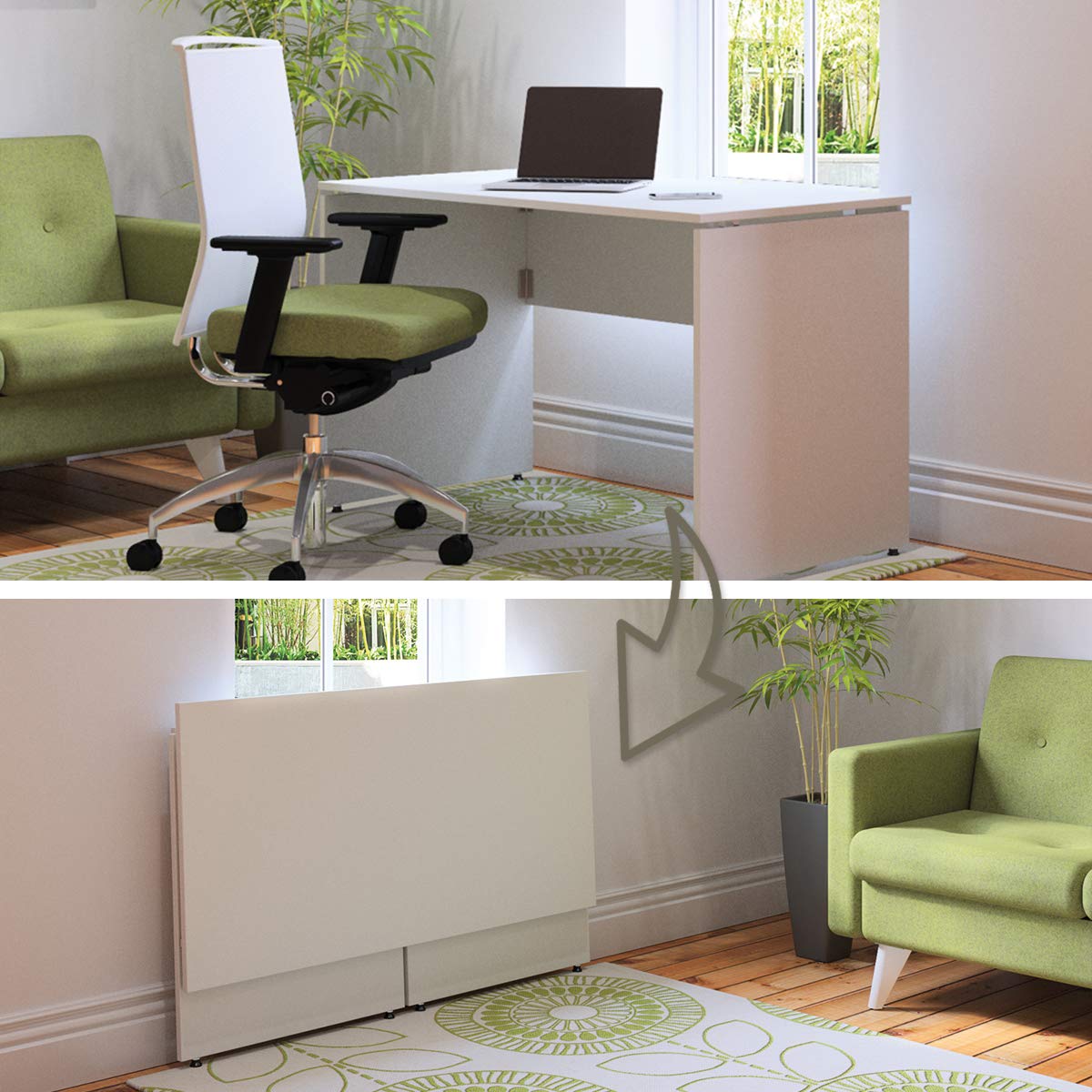 Bureau pliable blanc 1200x600 mm : la table de travail gain de place pour votre studio