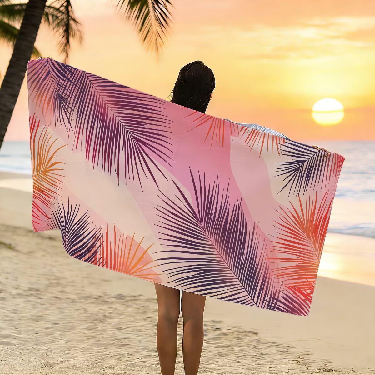 Ręcznik plażowy z mikrofibry, duży ręcznik plażowy 90 x 200 cm 2 sztuki, damski ręcznik gimnastyczny szybkoschnący, odporny na piasek ręcznik z mikrofibry, lekkie ręczniki gimnastyczne na prezent dla