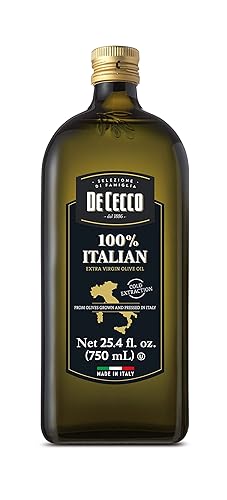 De Cecco Aceite de oliva virgen extra, fabricado en Italia, extracción en frío, ideal para asar y asar a la parrilla, 25.4 onzas líquidas, paquete