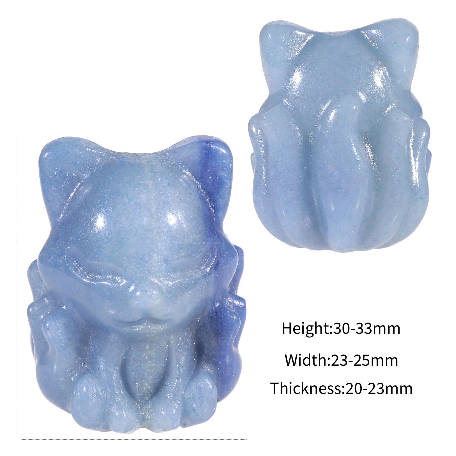Nupuyai 2pcs Fox Mini Blue Aventurine Crystal Stone Statue Carved Animal Figure - Image 2