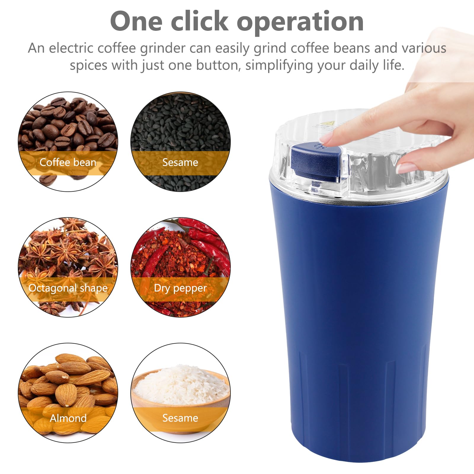 Macinacaffè Elettrico 300W - Macina Spezie, Semi E Noci Con Lame Acciaio Inox - Foto 6