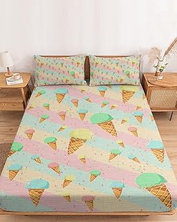 Summer Ice Cream Twin XL Fitted Sheets Deep Pocket Up to 16