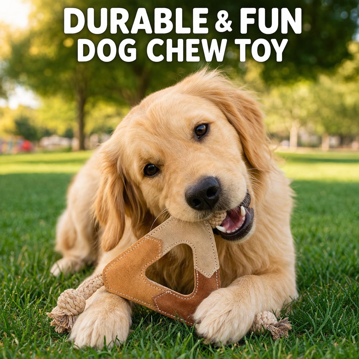 Juguete masticable de piel de ante natural con forma de triángulo para perros medianos a grandes, juguetes de cuero para perros (paquete de 2)
