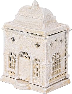 Sungmor Vintage Cast Iron Tealight Candle Holder - Rustic Metal Candle Stand, Miniature Castle Lantern, Small Incense Holder - Decorative Accent for Home, Garden or Patio, Charming Artwork