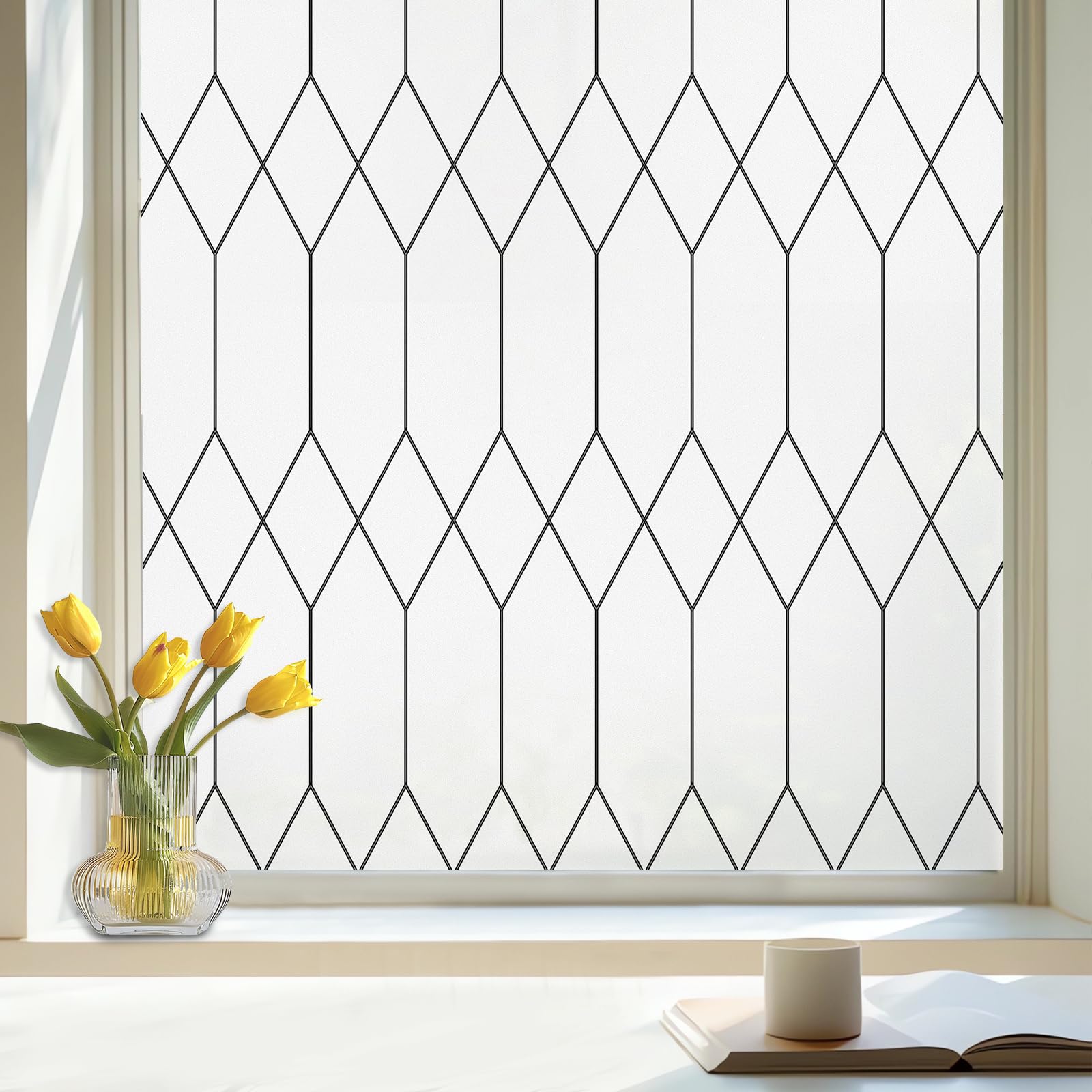 Coavas Window Films for Privacy, Static Cling Frosted Glass Window Stickers, Non Adhesive Decorative Window Coverings Sun Blocking Window Tint for Home Office Door 17.5 x 78.7 in, 45 x 200 cm