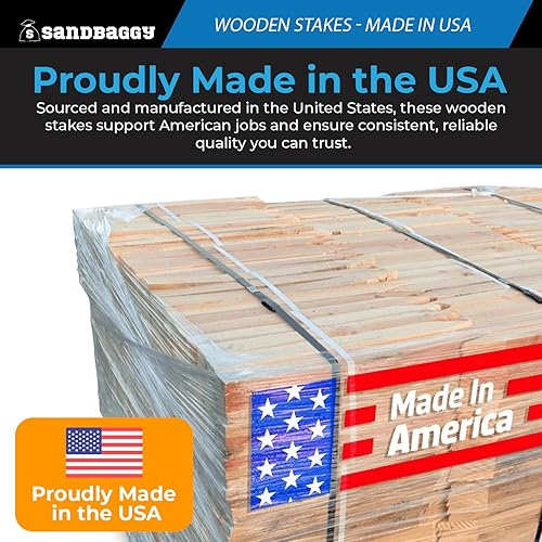 Miniatura 5 de Sandbaggy Estacas de madera de 12 pulgadas - Estacas resistentes para construcción, jardinería topografía - Punta de cincel, madera de abeto Douglas
