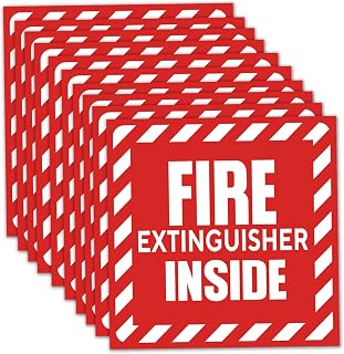 10 PackFire Extinguisher Inside Label, Fire Extinguisher Inside Signs Stickers for Cars, Trailers, Rv's, Trucks and Vehicles, Self Adhesive Vinyl Safety Label 2.7X2.7 Inch