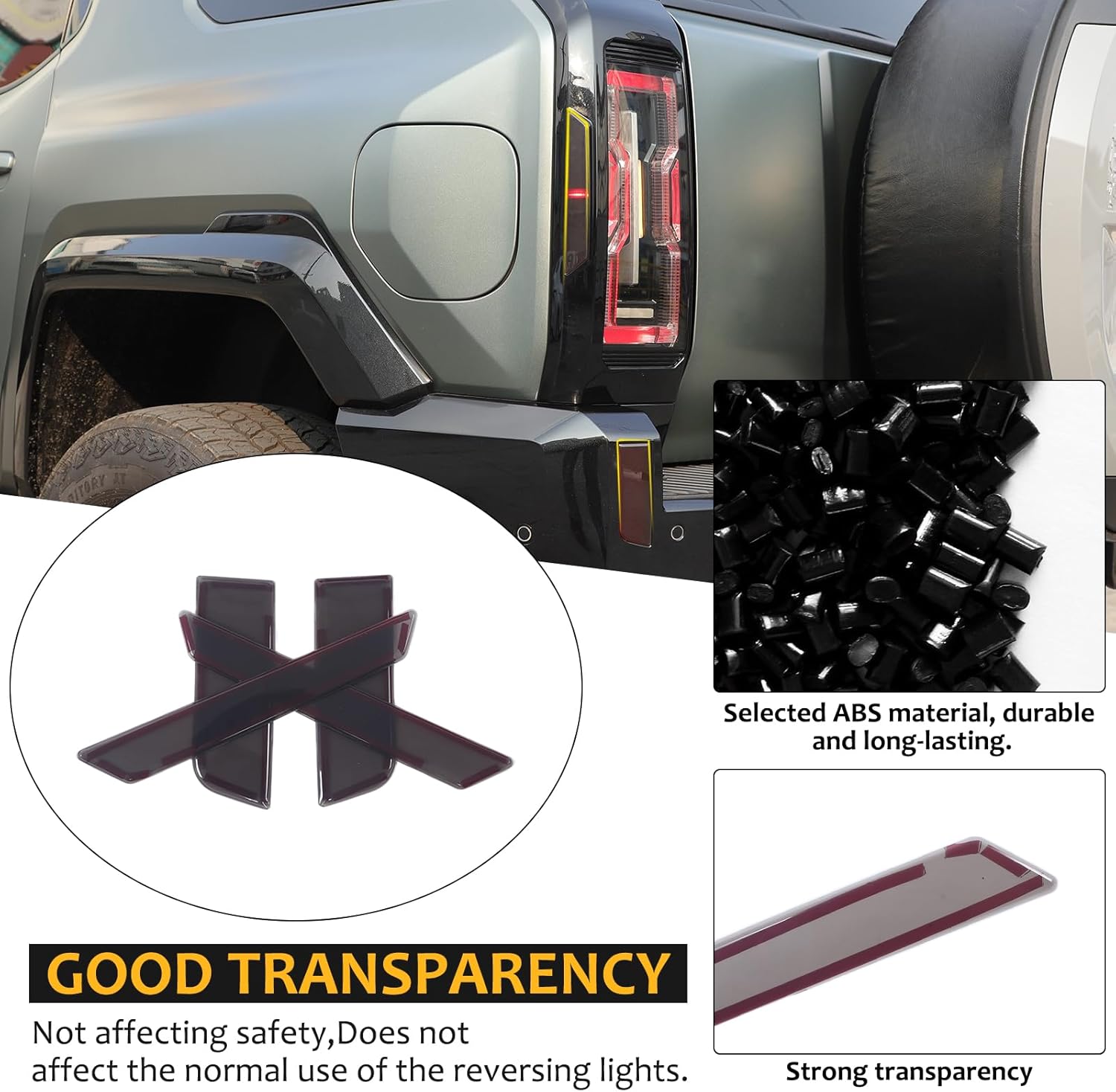 for Hummer EV Accessories Rear Tail Light Cover Bumper Fog Light Lamp Bezel Molding Cover Trims for 2024 2025 Hummer EV SUV Smoked Taillight Fog Light Lamp Cover (SUV/4PCS)