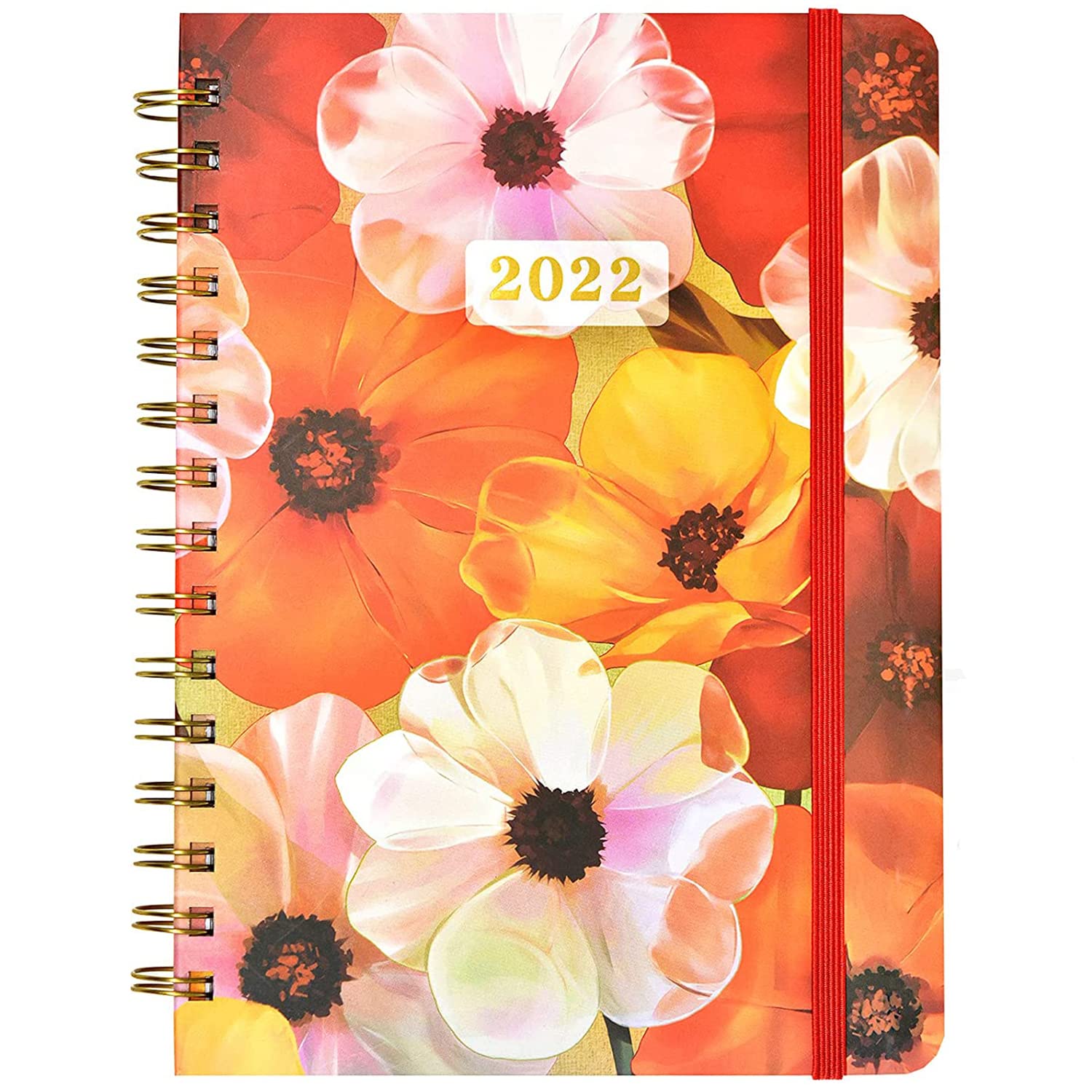 ALBEST 2022 Planner - 2022 Weekly & Monthly Planner with Tabs & Pocket, 6.1" x 8.4", 12 Month Planners Jan 2022- Dec 2022, Lifelike Floral Flexible Cover, Twin-Wire Binding