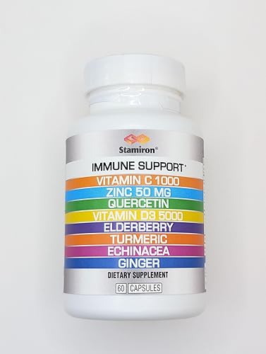 Miniatura 6 de Apoyo inmunológico con quercetina zinc 50 mg de vitamina C 1000 mg de vitamina D3 5000 UI y jengibre de cúrcuma de saúco para adultos y niños,