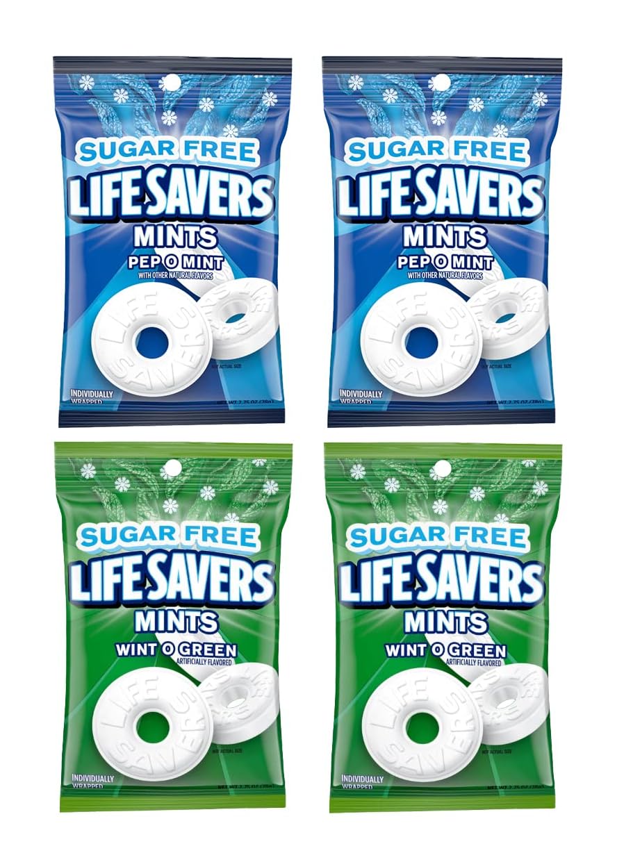 Smiling Sweets Lifesaver Sugar Free Mint Variety of Pep-O-Mint and Wint-O-Green - 2.75oz Bags (Pack of 42) each