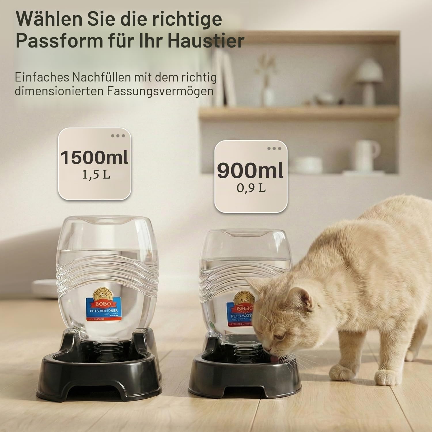 Flexzion Wasserspenderstation für Haustiere, schwarz, 1/4 Gallonen, automatische Nachfüllung, Schwerkraft-Bewässerung, Trinkbrunnen, Flasche, Schüssel, tragbarer Ständer für kleine Hunde, Katzen,