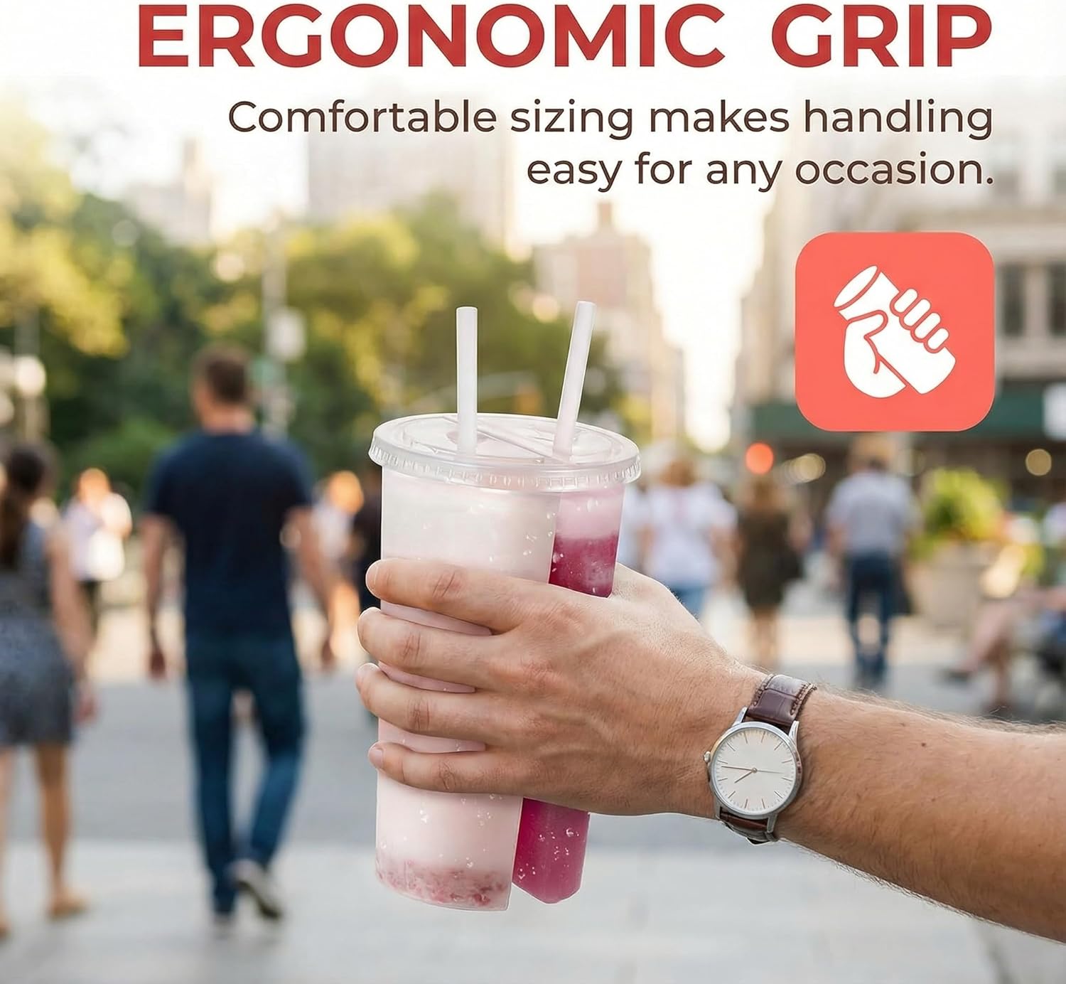 20PCS Disposable Plastic Cup Split Cup for Drinks Round Shape Double Thicken Cup Couple Sharing Drinking Cup with Lids for Milk Tea Boba Juice Shop Party - Image 4