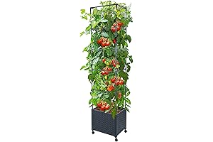 GREEN MOUNT Raised Garden Bed Planter Box with Trellis for Climbing Vegetables