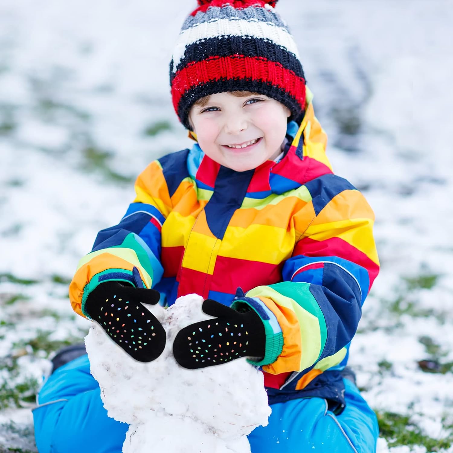 Miniatura 4 de ONESING 5 pares de guantes negros para bebés guantes cálidos para recién nacidos guantes de invierno para bebés y niñas