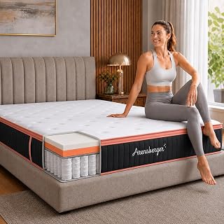 Arensberger Kupfermatratze mit Federkern & Kupferschaum + integrierter Topper | 90x200 cm Höhe 25cm | Härtegrad H3/ H4 | Taschenfederkern Matratze | Rollmatratze | ergonomisch