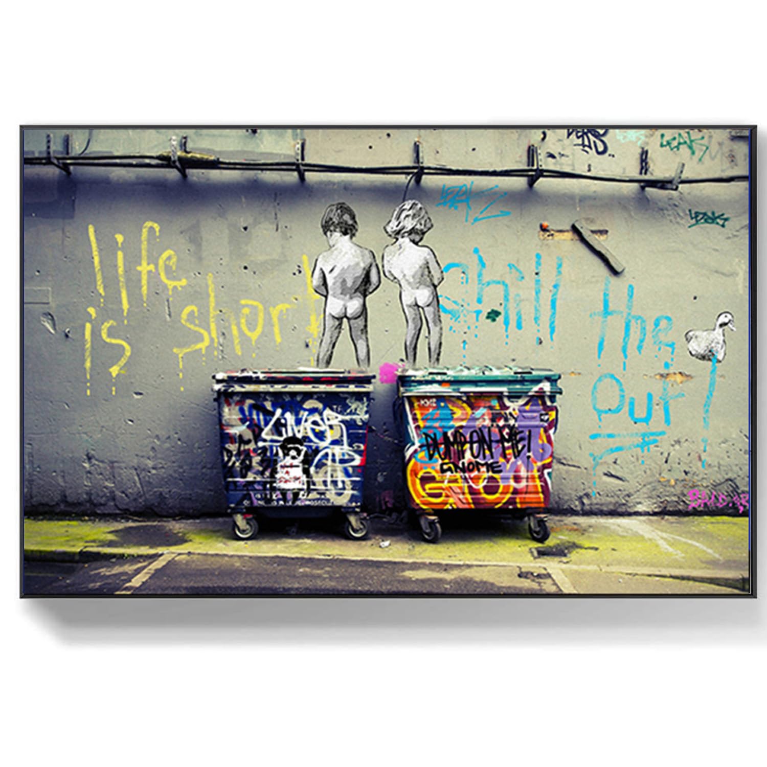 DQTUYIOP Banksy Art Wall Prints 70x100cm Life is Short Chill Banksys Graffiti Street Wall Art Posters Abstract Canvas Poster Inspirational Quotes Canvas for Living Room Bedroom Home Decor
