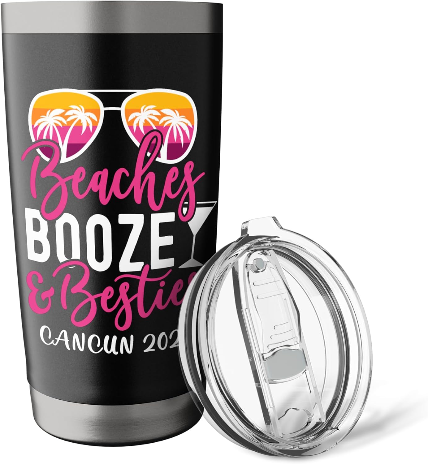 Weekend Girls Trip 2026 Cancun Beaches Booze and Besties Stainless Steel Insulated Tumbler image 5
